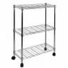 Oceanstar 3-Tier Shelving All-Purpose Utility Cart, Chrome - Angled - Oceanstar 3-Tier Shelving All-Purpose Utility Cart, Chrome - Angled