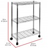 Oceanstar 3-Tier Shelving All-Purpose Utility Cart, Chrome - Dimensions