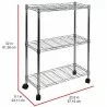 Oceanstar 3-Tier Shelving All-Purpose Utility Cart, Chrome - Dimensions - Oceanstar 3-Tier Shelving All-Purpose Utility Cart, Chrome - Dimensions