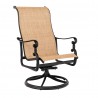 Woodard Avondale Sling Swivel Dining Arm Chair - Angled