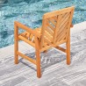 Vifah Olina Honey Fish Bone Eucalyptus Wooden Outdoor Dining Armchair, Back Angle