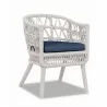 Dana Rope Dining Chair in Spectrum Indigo w/ Self Welt - Front Side Angle - Dana Rope Dining Chair in Spectrum Indigo w/ Self Welt - Front Side Angle