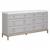 Azure Carrera 6-Drawer Double Dresser in Dove Gray - Angled
