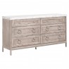 Azure Carrera 6-Drawer Double Dresser in Natural Gray - Angled