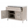 Azure Carrera Media Chest in Natural Gray - Angled with Opened Drawer