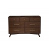 Alpine Furniture Flynn Mid Century Modern 7 Drawer Dresser, Walnut - Front Angle