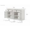 Nova Solo Halifax White Mahogany Buffet with 2 Drawers - Dimension