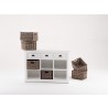 Nova Solo Halifax Mahogany Buffet/3 Drawer/6 Shelves w/ Rattan Baskets - Lifestyle