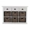 Nova Solo Halifax Mahogany Buffet/3 Drawer/6 Shelves w/ Rattan Baskets - Front Angle - Nova Solo Halifax Mahogany Buffet/3 Drawer/6 Shelves w/ Rattan Baskets - Front Angle