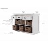 Nova Solo Halifax Mahogany Buffet/3 Drawer/6 Shelves w/ Rattan Baskets - Dimension