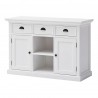 Nova Solo Halifax White Mahogany Buffet, 3 Drawers, 2 Doors and 2 Shelves w/ Rattan Baskets - Front Side Angle