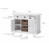 Nova Solo Halifax White Mahogany Buffet, 3 Drawers, 2 Doors and 2 Shelves w/ Rattan Baskets - Dimension
