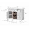 Nova Solo Halifax White Mahogany Buffet, 3 Drawers, 2 Doors and 2 Shelves w/ Rattan Baskets - Dimension - Nova Solo Halifax White Mahogany Buffet, 3 Drawers, 2 Doors and 2 Shelves w/ Rattan Baskets - Dimension