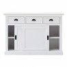 Nova Solo Halifax White Mahogany Buffet with 3 Drawers and 2 Sliding Doors - Front Opened Angle