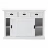 Nova Solo Halifax White Mahogany Buffet with 3 Drawers and 2 Sliding Doors - Front Opened Angle - Nova Solo Halifax White Mahogany Buffet with 3 Drawers and 2 Sliding Doors - Front Opened Angle