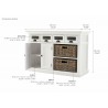 Nova Solo Halifax Buffet W/ Double Door & 2 Open Shelves w/ 2 Rattan Baskets - Dimension