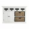 Nova Solo Halifax Buffet W/ Double Door & 2 Open Shelves w/ 2 Rattan Baskets - Front  Angle - Nova Solo Halifax Buffet W/ Double Door & 2 Open Shelves w/ 2 Rattan Baskets - Front  Angle