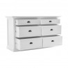 Nova Solo Halifax White Mahogany Dresser w/ 6 Drawers - Front Side Opened Angle