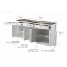Nova Solo Halifax Accent Buffet, with 5 Doors - Dimension
