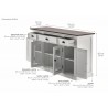 Nova Solo Halifax Accent Buffet, with 4 Glass Doors - 3 Drawers - Dimension