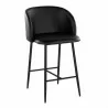 Fran 26" Contemporary Fixed-Height Counter Stool in Black Metal and Black Faux Leather by LumiSource - Set of 2 - Fran 26" Contemporary Fixed-Height Counter Stool in Black Metal and Black Faux Leather by LumiSource - Set of 2