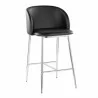 Fran 26" Contemporary Fixed-Height Counter Stool in Silver Metal and Black Faux Leather by LumiSource - Set of 2 - Fran 26" Contemporary Fixed-Height Counter Stool in Silver Metal and Black Faux Leather by LumiSource - Set of 2