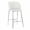 Fran 26" Contemporary Fixed-Height Counter Stool in Silver Metal and White Faux Leather by LumiSource - Set of 2 - Fran 26" Contemporary Fixed-Height Counter Stool in Silver Metal and White Faux Leather by LumiSource - Set of 2