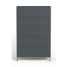 Alpine Furniture Madelyn Five Drawer Chest, Slate Gray - Front Angle