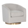 Sunpan Hazel Swivel Lounge Chair in Gold - Belfast Heather Grey - Front Side Angle