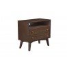 Alpine Furniture Flynn Large Nightstand, Walnut - Front Side Angle