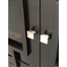 Furnitech 70" Contemporary Asian TV Stand, Media Console for Flat Screen and Audio Video Installations with Brazilian Cherry Veneers and Solids in a Wenge Finish - Closeup Angle