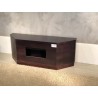 Furnitech 60" Contemporary Corner TV Stand Media Console for Flat Screen and Audio Video Installations in a Wenge Finish - Closeup View
