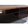 Crawford and Burke Ophelia Reclaimed Wood 42" Foldable Coffee Table with Wire Mesh Drawers, Closeup View - Crawford and Burke Ophelia Reclaimed Wood 42" Foldable Coffee Table with Wire Mesh Drawers, Closeup View