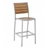 Aluminum Barstool - Silver Faux Teak - Aluminum Barstool - Silver Faux Teak