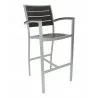 Aluminum Barstool - Silver Gray Fux Teak - Aluminum Barstool - Silver Gray Fux Teak