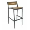 Aluminum Barstool - Taupe Faux Teak - Aluminum Barstool - Taupe Faux Teak