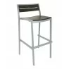 Aluminum Barstool - Silver Gray Faux Teak - Aluminum Barstool - Silver Gray Faux Teak