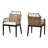 bali & pari Abiel Natural Rattan 2-Piece Dining Armchair Set with Cushion - angled