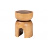 bali & pari Abrina Solid Suar Wood Side Table - Hand-Carved Sculptural End Table with Arched Base, Modern Boho Style for Living Room or Bedroom - Angled