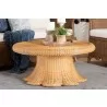 Baxton Studio bali & pari Avalon Natural Rattan Round Coffee Table with Scalloped Pedestal Base – Coastal Boho Wicker Accent Table for Living Room or Sunroom - Angled 2 - Baxton Studio bali & pari Avalon Natural Rattan Round Coffee Table with Scalloped Pedestal Base – Coastal Boho Wicker Accent Table for Living Room or Sunroom - Angled 2