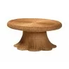 Baxton Studio bali & pari Avalon Natural Rattan Round Coffee Table with Scalloped Pedestal Base – Coastal Boho Wicker Accent Table for Living Room or Sunroom - Angled - Baxton Studio bali & pari Avalon Natural Rattan Round Coffee Table with Scalloped Pedestal Base – Coastal Boho Wicker Accent Table for Living Room or Sunroom - Angled