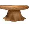 Baxton Studio bali & pari Avalon Natural Rattan Round Coffee Table with Scalloped Pedestal Base – Coastal Boho Wicker Accent Table for Living Room or Sunroom - Detail - Baxton Studio bali & pari Avalon Natural Rattan Round Coffee Table with Scalloped Pedestal Base – Coastal Boho Wicker Accent Table for Living Room or Sunroom - Detail