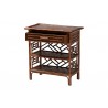 bali & pari Daemyn Marbled Tortoise Natural Rattan Nightstand - angled drawer - bali & pari Daemyn Marbled Tortoise Natural Rattan Nightstand - angled drawer
