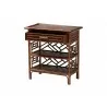 bali & pari Daemyn Marbled Tortoise Natural Rattan Nightstand - angled drawer - bali & pari Daemyn Marbled Tortoise Natural Rattan Nightstand - angled drawer