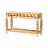 bali & pari Dolby Natural Rattan Console Table - Handwoven Wicker Accent Table with Openwork Design and Lower Shelf, Coastal Boho Style for Entryway or Living Room - Angled - bali & pari Dolby Natural Rattan Console Table - Handwoven Wicker Accent Table with Openwork Design and Lower Shelf, Coastal Boho Style for Entryway or Living Room - Angled