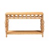 bali & pari Dolby Natural Rattan Console Table - Handwoven Wicker Accent Table with Openwork Design and Lower Shelf, Coastal Boho Style for Entryway or Living Room - Front