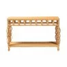 bali & pari Dolby Natural Rattan Console Table - Handwoven Wicker Accent Table with Openwork Design and Lower Shelf, Coastal Boho Style for Entryway or Living Room - Front - bali & pari Dolby Natural Rattan Console Table - Handwoven Wicker Accent Table with Openwork Design and Lower Shelf, Coastal Boho Style for Entryway or Living Room - Front