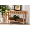 bali & pari Dolby Natural Rattan Console Table - Handwoven Wicker Accent Table with Openwork Design and Lower Shelf, Coastal Boho Style for Entryway or Living Room - Lifestyle 2