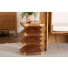 bali & pari Malati Solid Suar Wood Side Table - Hand-Carved Sculptural End Table with Zigzag Design, Modern Boho Style for Living Room or Bedroom - Lifestyle