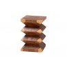bali & pari Malati Solid Suar Wood Side Table - Hand-Carved Sculptural End Table with Zigzag Design, Modern Boho Style for Living Room or Bedroom - Angled